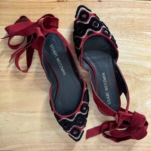 Stuart Weitzman Supersonic Flats - Rosso Tapestry